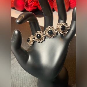 Sterling silver and onyx bracelet.